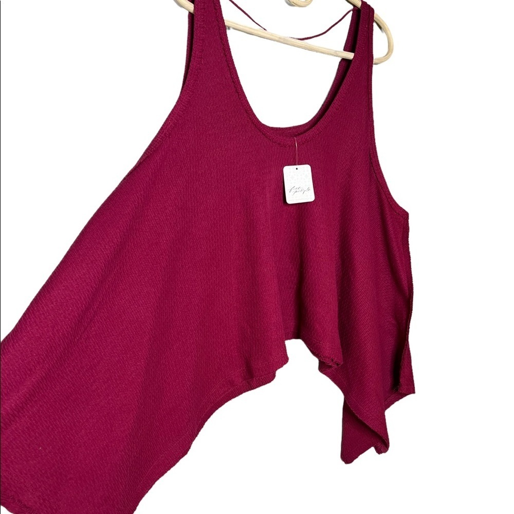 Free People Poncho Tank Sing La La  Burgundy Oversized Wide Crop Layer Beach - Picture 6 of 11